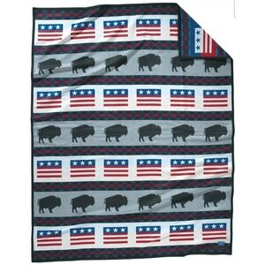 NWOB Pendleton Navajo Home Of The Free American Patriotic Blanket Bison 64 X 80